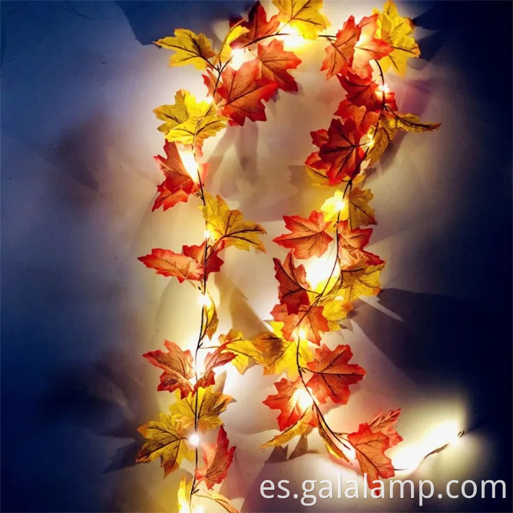 Luces acogedoras de hojas de arce de otoño cálido para la decoración del hogar